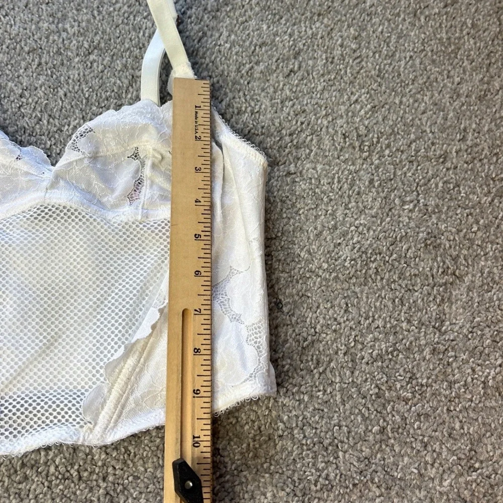 Savage X Fenty corset top womens small White Floral Lace Mesh Longline Bralette - Picture 11 of 14